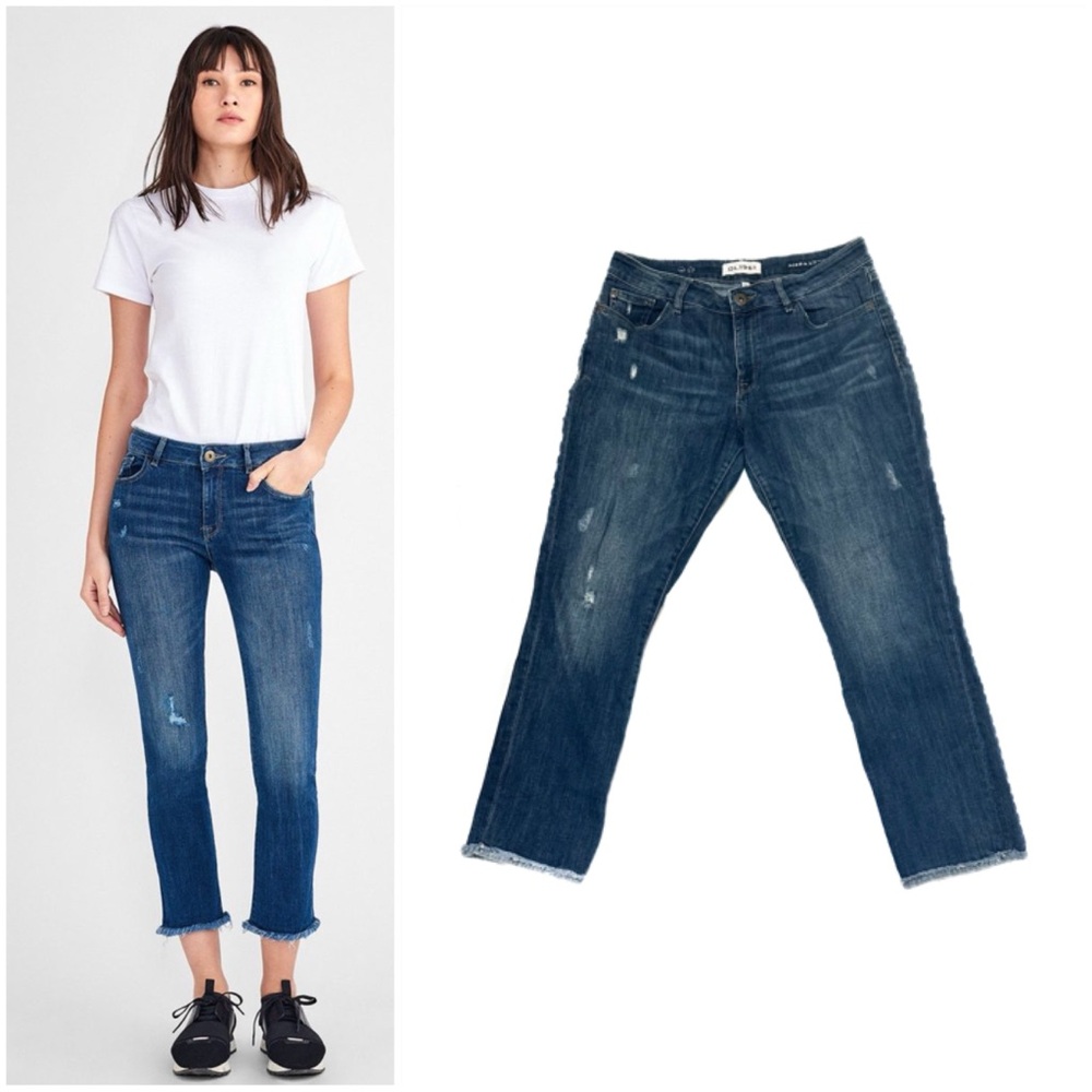 5/$50 DL1961 Mara Instasculpt Straight Ankle Jeans Ravine Wash Flare Raw Hem